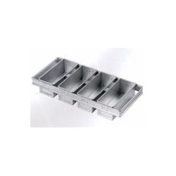 Composite moulds for toasts and wheat bakery products, 4 parts, without deep drawing, can be hung on oven trolleys, 