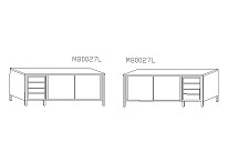 Stół do pracy ze stali szlachetnej z 4 szufladami i szafką z 2 drzwiczkami, szer: 2500 mm / głęb.: 800 mm / wys.: 900 mm